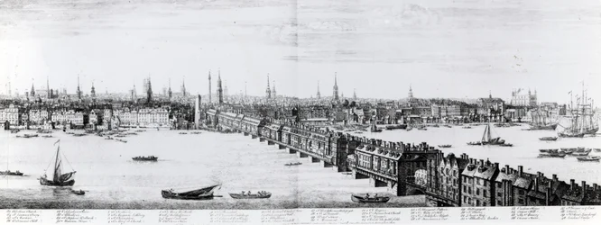 Westansicht der London Bridge, 1749